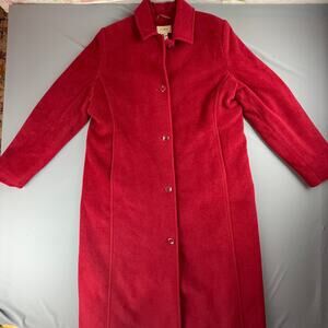Vintage 90s LL Bean Burgundy Wool Blend Long Trench Coat L